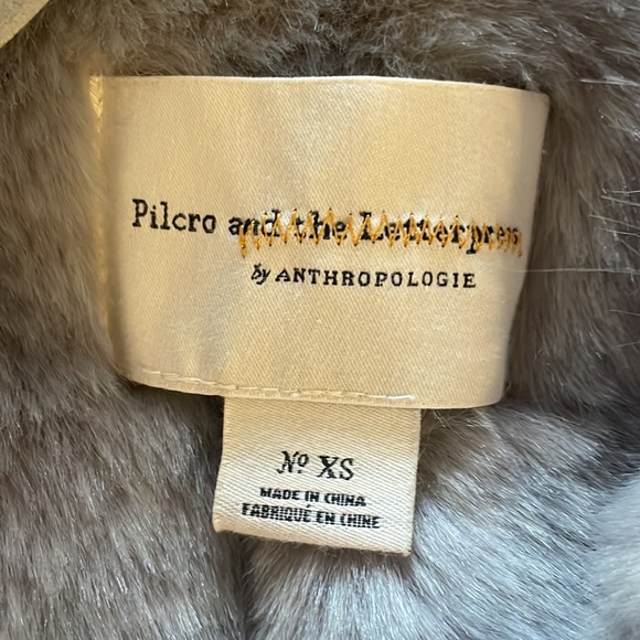 Anthropologie PILCRO AND THE LETTERPRESS DEMIN JACKET WITH BLUE FUR COLAR - Picture 3 of 4